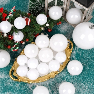 Christmas Baubles White Ornaments Plastic Hanging Balls For Christmas Tree Decor Shiny Matte Glitter Holiday Party Decoration