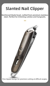 Close-up of professional stainless steel cuticle nipper with precise sharp blades