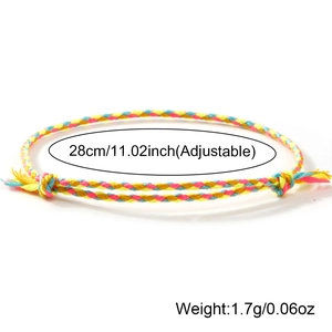 Adjustable colorful bohemian woven cotton friendship bracelet for beach wear 28cm