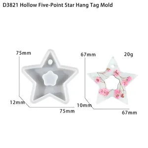 Star-shaped silicone mold for DIY aroma hangers and resin crafts showing dimensions