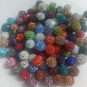 Colorful 10mm Shamballa clay beads with multi-row rhinestones for DIY jewelry making