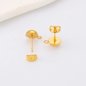 Minimalist gold-plated stainless steel stud earrings with hanging loops for DIY jewelry