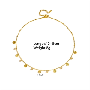 Collier Arbre de Vie doré avec pendentifs circulaires et strass, longueur 40+5cm