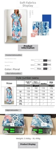 Detailed size chart for the summer floral maxi dress including length and bust measurements