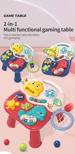 Detail showing interactive music keys and gear toys on the baby gaming table