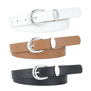 Women Minimalist PU Leather Belt With Silver Alloy Pin Buckle Fashion Versatile Thin Waistband For Jeans Dress Accessory