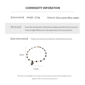 Detail showing 43cm necklace length and 1.5cm pendant size measurement specifications