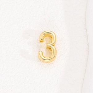 Polished golden stainless steel number 3 charm for adjustable mesh strap bracelet