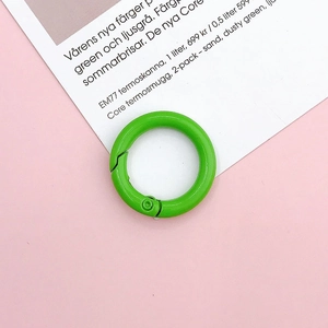 Green 25mm round metal spring ring clasp for DIY jewelry making and chain accessories
