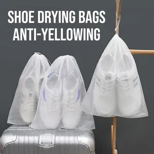 Shoe Storage Bags Non Woven Fabric Breathable Dustproof Anti Yellowing Drawstring Pouches For Travel Home Sneakers