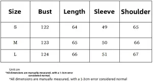 Detailed size chart for embroidered hoodie and joggers set with metric measurements
