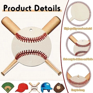 Detail of wooden baseball keychain showing UV printing quality and hanging hole design