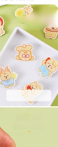 Close-up of 4mm thick acrylic cartoon bear pin with a double-layered design and protective film