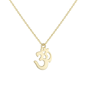 Golden S925 sterling silver Om symbol pendant necklace with geometric hollow design