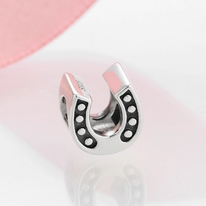 Vintage S925 sterling silver horseshoe bead with magnetic design for DIY charm bracelets