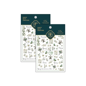 Stickers à ongles 5D stéréoscopiques avec fleurs blanches et motifs de papillons