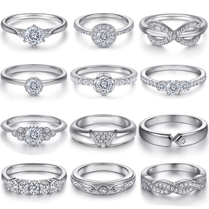 Collection of 925 sterling silver rings with zircon and pearls in diverse elegant designs