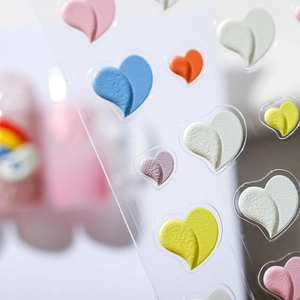 3D embossed heart nail stickers with colorful matte texture for creative nail art