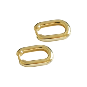Orecchini a cerchio ovali in argento sterling S925 con finitura in oro lucido