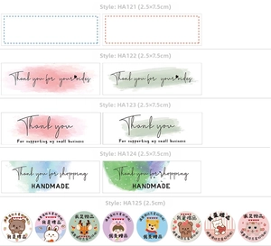 Floral Thank You stickers in rectangular and round shapes for gift packaging