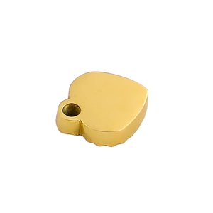 Detailed view of flat round 18k gold plated stainless steel pendant with integrated bail