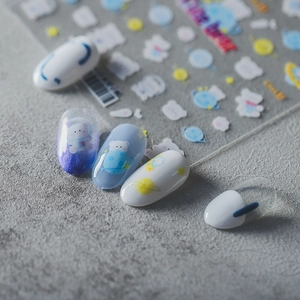 Space Bear Nail Art Stickers Cartoon Planet Star Pattern Thin Transparent Self Adhesive Manicure Decoration DIY Accessories