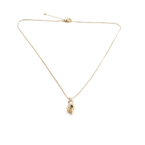 Detail of gold-plated palm pendant necklace with lobster clasp and box chain