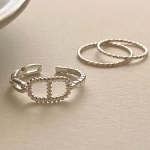 925 Sterling Silver Ring Adjustable Open Design Anchor Chain Shape French Retro Minimalist Jewelry For Women