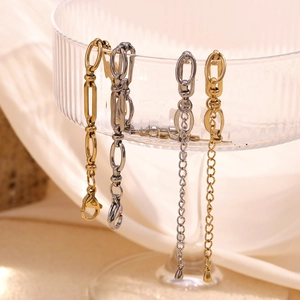Minimalist gold and silver stainless steel paperclip chain anklet with lobster clasp