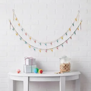 Woven Cotton Rope Wall Hanging Photo Display Storage Strap With Colorful Clips Nordic Bohemian Style Home Decor