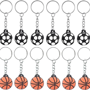 Sports Ball Keychain PVC Soft Rubber Football Basketball Baseball Rugby Pendant For Fans Party Favors Backpack Decor