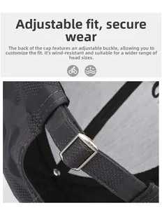 Close-up of adjustable metal buckle on camouflage baseball cap for a secure fit