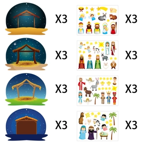 Set de stickers de crèche de Noël DIY pour enfants avec personnages et décors festifs