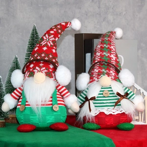 Gnomi Di Natale Peluche Decorazioni Cappello In Maglia Barba Trecce Per Decorazione Tavola Rosso Verde