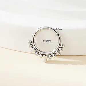 Detailed view of silver punk spike ring jewelry with 1.2mm wire and 8/10mm diameter size