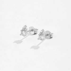 Minimalist S925 sterling silver stud earrings with sparkling clear cubic zirconia stones