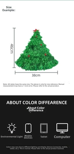 Green tinsel Christmas tree hat decoration dimensions showing 46cm height and 38cm width