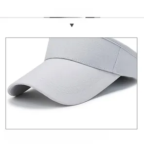 Close-up of light grey visor cap with breathable mesh fabric and reinforced sturdy brim