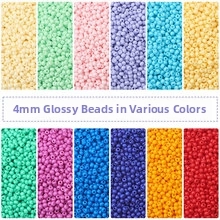 Detail of 4mm opaque seed beads in 12 oil painting colors for DIY jewelry crafts