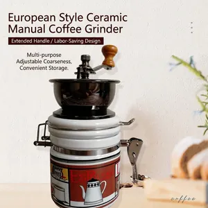 Manual Coffee Grinder Ceramic Base Wood Handle Adjustable Coarseness Retro Vintage Style Espresso Mill