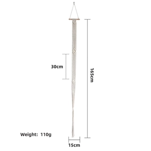 Bohemian macrame hat organizer wall hanging with wood rod 165cm long and 15cm wide