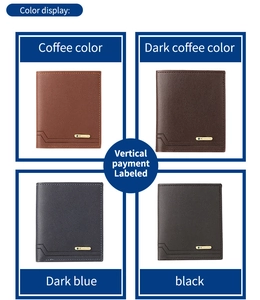 Vertical slim wallets for men in coffee, dark coffee, dark blue and black color options