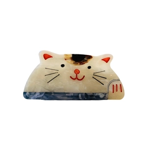 Cute calico cat acetate hair claw clip with marble texture for women and girls