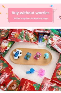 Christmas stationary blind bag with toy cars and festive Santa patterned gift bags