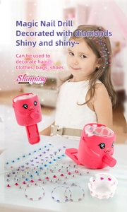 Pink cat-shaped hair bedazzler kit showing the tool and colorful gemstone stickers