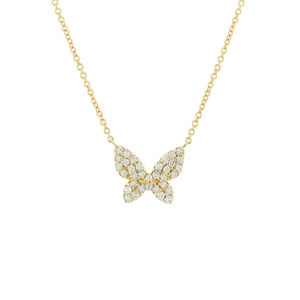 Exquisite gold plated copper necklace featuring a butterfly pendant with micro-pave zircons