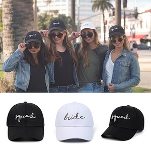Detailed embroidery of squad and bride on washed cotton baseball caps for groups