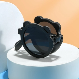 Lunettes de soleil pliables pour enfants en forme d'ours noir avec protection UV