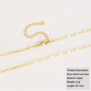 18k gold plated copper melon seed chain necklace 45cm with lobster clasp for women