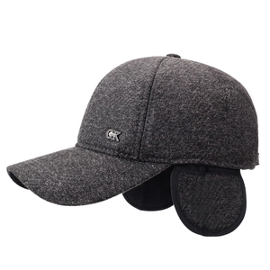 Berretto da baseball invernale con paraorecchie e logo GK in grigio scuro testurizzato